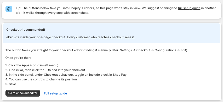 Shopify onboarding steps